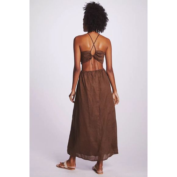 Anthropologie Faithfull Halter Cutout Linen Midi Dress $339 - Picture 4 of 7